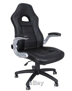 Luxury Executive Office Desk Chair With Adjustable Armrests PU Leather Black