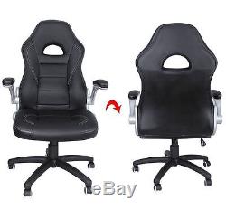 Luxury Executive Office Desk Chair With Adjustable Armrests PU Leather Black