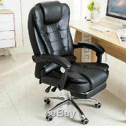 Luxury Footrest Computer Chair Office Gaming Swivel Recliner Leather Executive