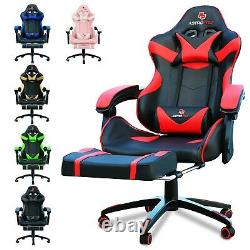 Luxury Gaming Desk Home Office Chair Recliner Leather Swivel Tilt With Footrest