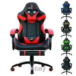 Luxury Gaming Desk Home Office Chair Recliner Leather Swivel Tilt With Footrest