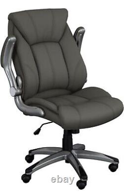 Luxury High Back Executive Office Chair Home Swivel PU Leather Chair, Grey