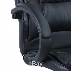 Luxury High Back Leather Swivel Executive Computer Office Chair Adjustable Black