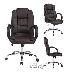 Luxury Leather Computer Desk Office Chair Swivel Executive Furniture Brown