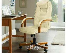 Luxury Leather Office Chair Comfortable Swivel Furniture Desk Reclining Padded