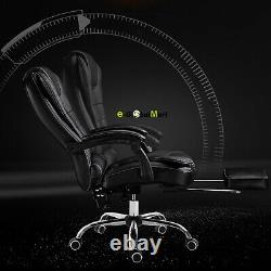 Luxury Leather Office Chair Computer Gaming Swivel Recliner Executiv Footrest UK