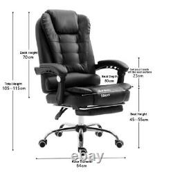 Luxury Leather Office Chair Computer Gaming Swivel Recliner Executiv Footrest UK