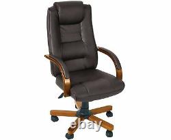 Luxury Leather Office Chair Padded Gas Lift Seat Adjustable Reclining Seat