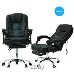 Luxury Massage Computer Chair Office Gaming Swivel Recliner Leather Executive UK