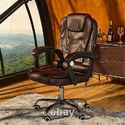 Luxury Massage Office Chair Gaming Computer Desk Swivel Recliner Lather Brown