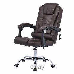 Luxury Massage Office Chair Gaming Computer Desk Swivel Recliner Lather Brown