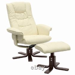 Luxury PU Leather Swivel Recliner Chair and Footrest Stool Armchair Home Office