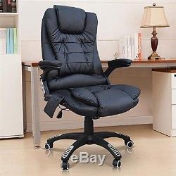 Luxury Wireless Ergonomic Massage Recline Office Chair Swivel Black Faux Leather