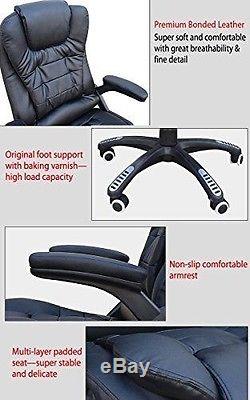 Luxury Wireless Ergonomic Massage Recline Office Chair Swivel Black Faux Leather