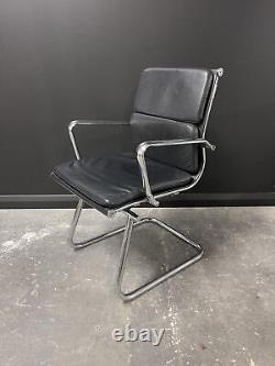 Luxy Black Leather and Chrome Cantilever Boardroom Office Chair