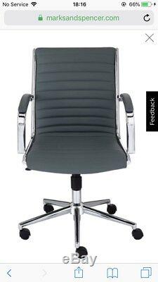 M&S Luxury Office Chair In Grey Leather Adjustable. RRP £199