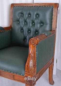 Mahogany chair leather chair library office chair chesterfield armchair seat new