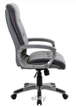 Maine Grey Bonded Leather Executive Padded Computer Office Task Chair Graded 95%