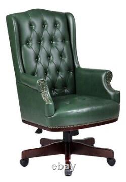Managers Directors Chesterfield Antique Style Captains Leather Office Desk Chair