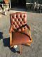 Managers Executive Brown Leather Buttoned Office Chair Study Lounge