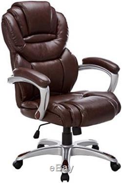 Masculine Office Chair Real Genuine Leather Dark Brown Best Rolling Desk Chairs