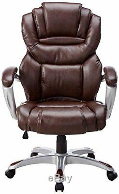 Masculine Office Chair Real Genuine Leather Dark Brown Best Rolling Desk Chairs