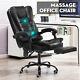Massage Executive Office Chair Gaming Computer Desk With Footrest Recliner Leather