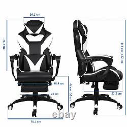 Massage Gaming Chair Office Computer Laptop Desk PU Leather with Footrest 150kg