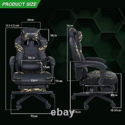 Massage Gaming Chair Office Swivel Racing Recliner Computer Desk Seat withFootrest