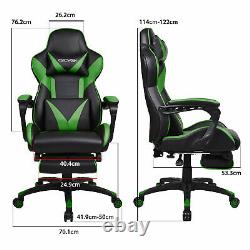 Massage Gaming Chair Racing Office Computer Desk Swivel Recliner with Footrest
