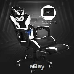 Massage Gaming Racing Chair Swivel Computer Office Seat PU Leather Footrest
