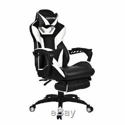 Massage Gaming Racing Chair Swivel Computer Office Seat PU Leather Footrest