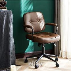 Massage Home Office Chair Faux Leather Adjustable Height Footrest Brown White UK