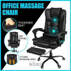 Massage Office Chair Executive Swivel Computer Gaming Chair Footrest PU Leather