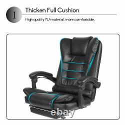 Massage Office Chair Executive Swivel Computer Gaming Chair Footrest PU Leather