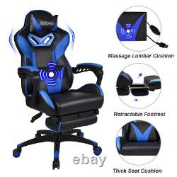 Massage Office Chair Gaming Computer Desk Swivel Leather Recliner with Footrest