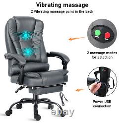 Massage Office Chair with Footrest Executive Gaming Leather Computer Desk Chair