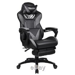 Massage Racing Gaming Chair Adjustable Recliner Swivel PU Leather Office Seat BK