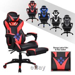 Massage Video Race Style Gaming Chair PU Leather Swivel Reclining Seat Footrest