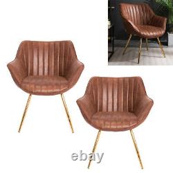 Mid-Century 2Pcs Dining Chairs Faux Leather Accent Office Cafe Study Room Chairs