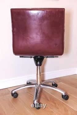 Mid Century Italian high end leather office chair height adjustable tilt swivel