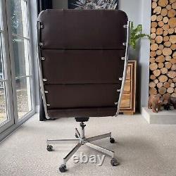 Mid Century Modern Leather Swivel High Back Office Chair