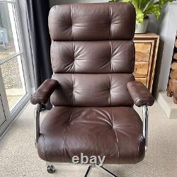 Mid Century Modern Leather Swivel High Back Office Chair
