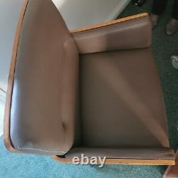 Mid Century Retro Vintage Danish faux Leather Swivel office Arm Chair 60s 70s