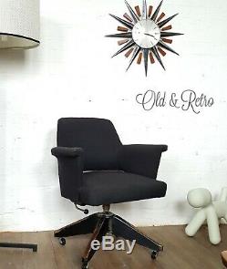 Mid Century grey wool Danish Design Swivel Desk Office Chair vintage retro