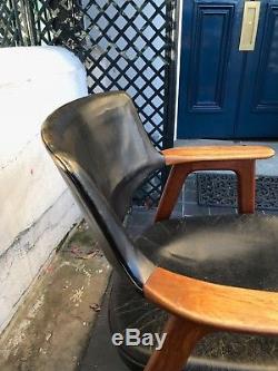 Midcentury modern danish leather chair designed by kirkegaard