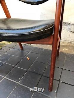 Midcentury modern danish leather chair designed by kirkegaard