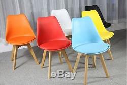 Mmilo set of 4 Tulip Dining/Office Chair with Leather Cushion & Solid Wood Legs