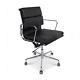 Mod Charles Eames Low Back Soft Pad Black Italian Leather Office Computer Chair