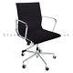 Mod Eames Low Back Ribbed Black Top Grain Italian Leather Office Computer Chair